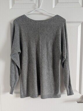BIANCO & BLU Gray Wool Cashmere Silk Sweater Italy Old Money Quiet luxury Chic S